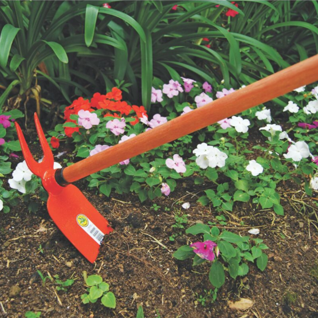Azada De Jardín Con Mango De Madera - Doble Forma Para Escardar Y Cavar - 375 Mm Total - Acero Al Carbono